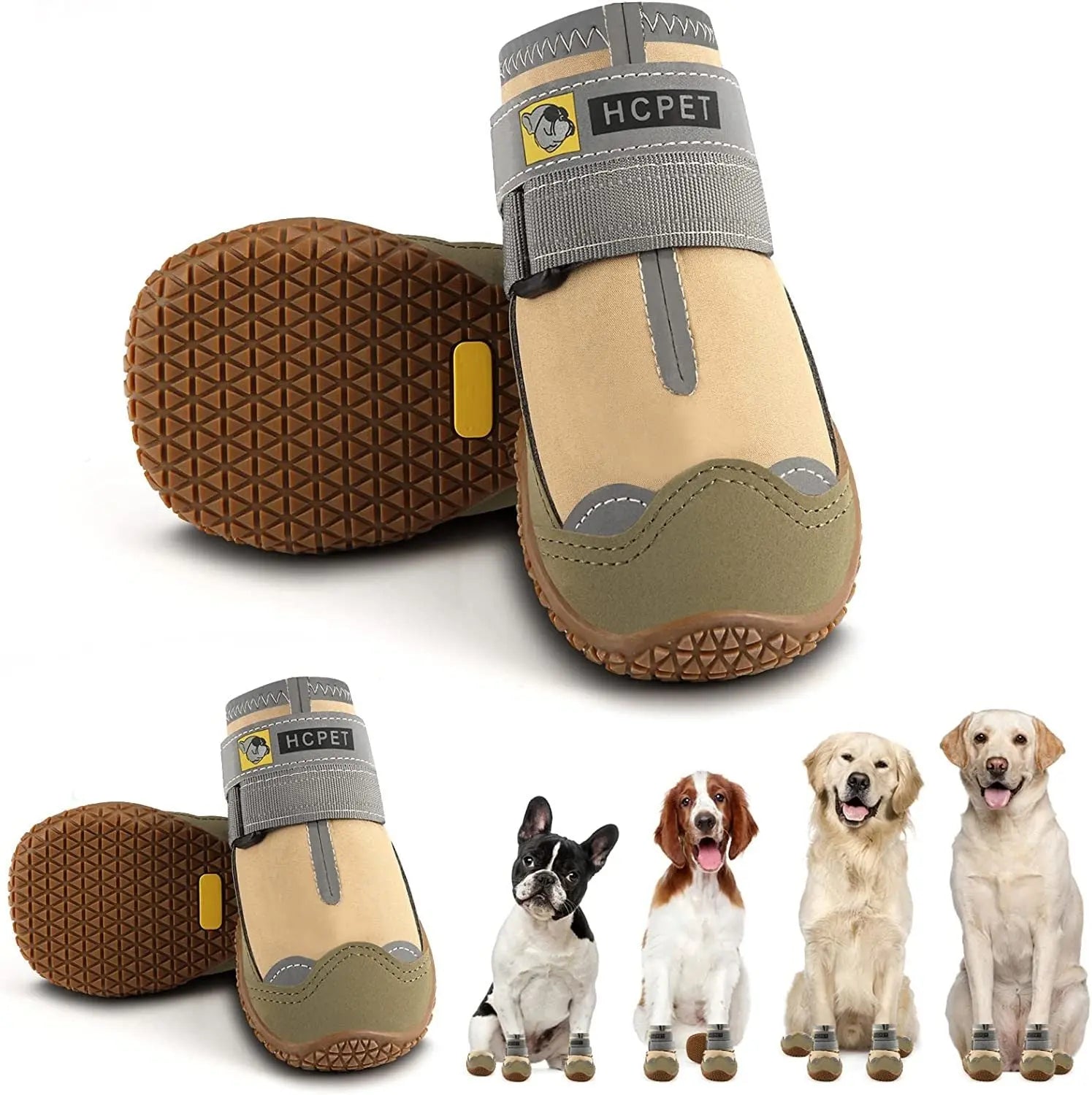 Dog Boots Breathable Dog Shoes for Small Medium Large Dogs; Waterproof Anti-Slip Puppy Booties Paw Protector for Hot Pavement Winter Snow Hiking with Reflective Straps 4PCS - VINE GLOBAL