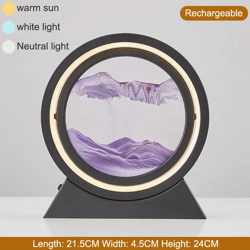 3D Hourglass LED Lamp 360° Moving Sand Art Table Lamp Sandscapes Quicksand Night Light Living Room Accessories Home Decor Gifts - VINE GLOBAL