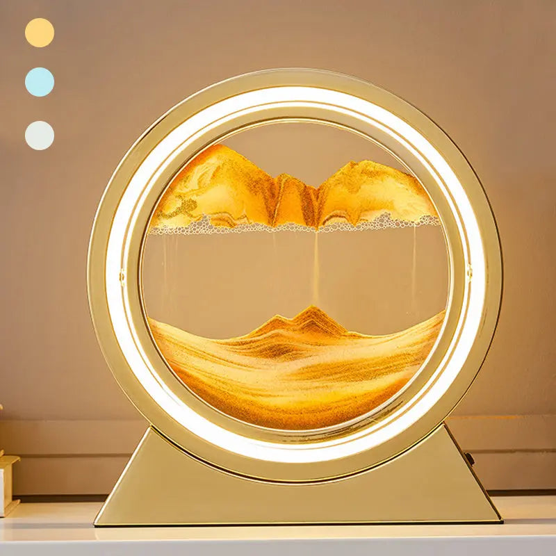 3D Hourglass LED Lamp 360° Moving Sand Art Table Lamp Sandscapes Quicksand Night Light Living Room Accessories Home Decor Gifts - VINE GLOBAL