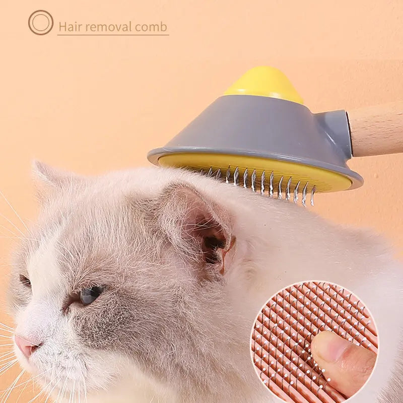 OneKey Pet Hair Remover Comb Pet Comb Grooming Brush Pet Hair Cleaner Brush Cat Shedding Brush Self Cleaning Slicker For Long & Short Hair Cats And Dogs - VINE GLOBAL