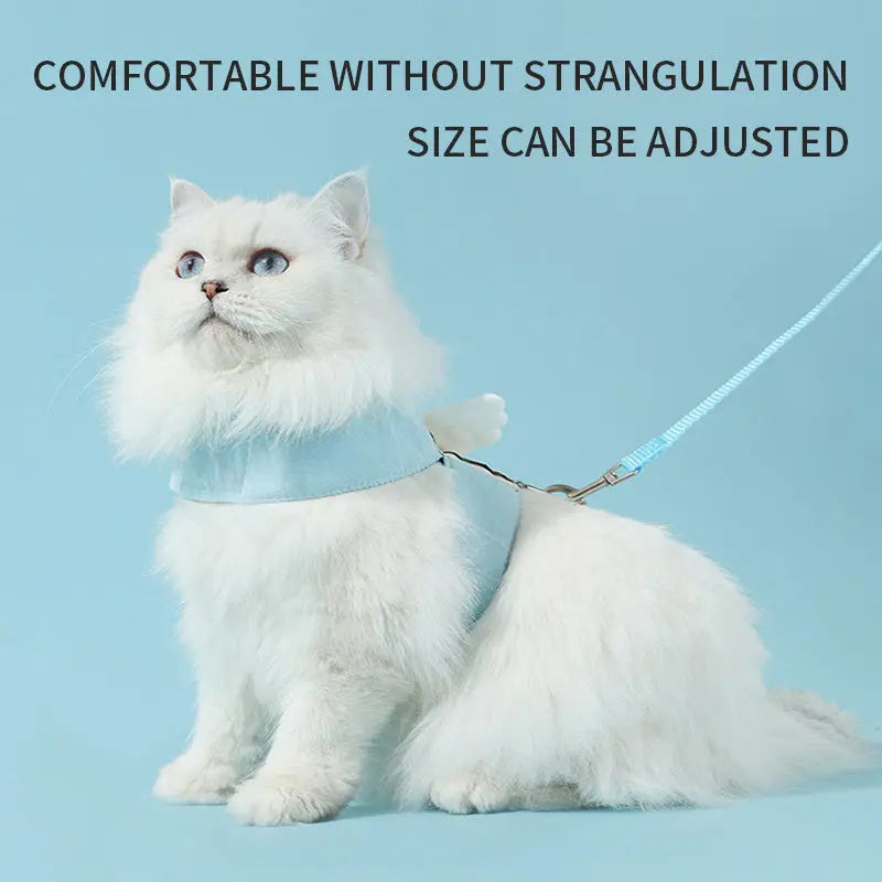 Adjustable Pet Cat Leash Set, Angel Wings Design, Breathable, And Soft For Comfort Cat Harness And Leash Set, Adjustable Gradient Kitten Harness Escape Proof Harness With Leash For Kitty - VINE GLOBAL