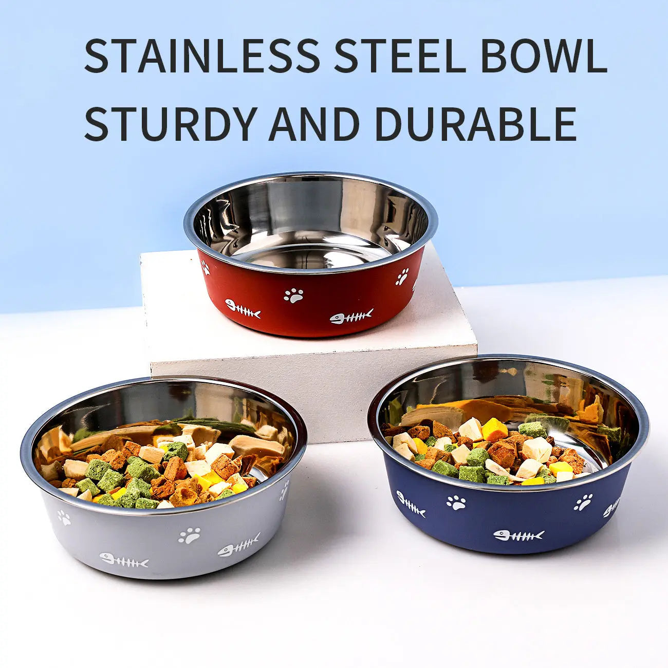 Dog Bowl Cat Bowl For Food And Water, Stainless Steel Pet Feeding Bowl, Durable Non-Skid Insulated Heavy Duty With Rubber Bottom For Medium Large Dogs - VINE GLOBAL