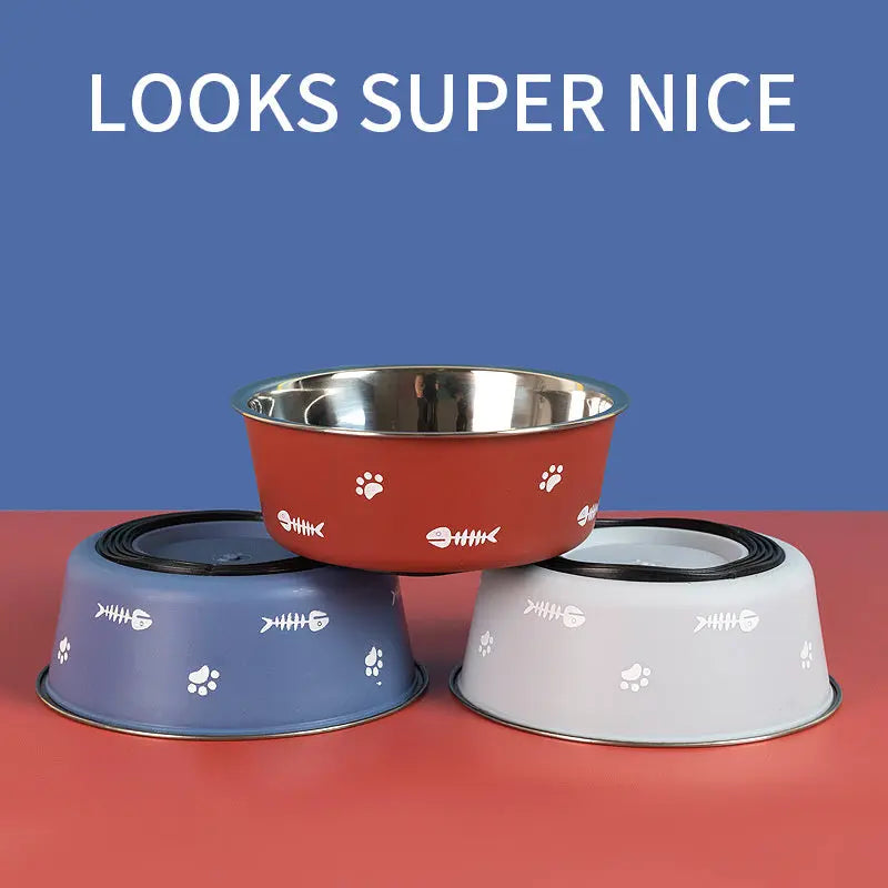 Dog Bowl Cat Bowl For Food And Water, Stainless Steel Pet Feeding Bowl, Durable Non-Skid Insulated Heavy Duty With Rubber Bottom For Medium Large Dogs - VINE GLOBAL
