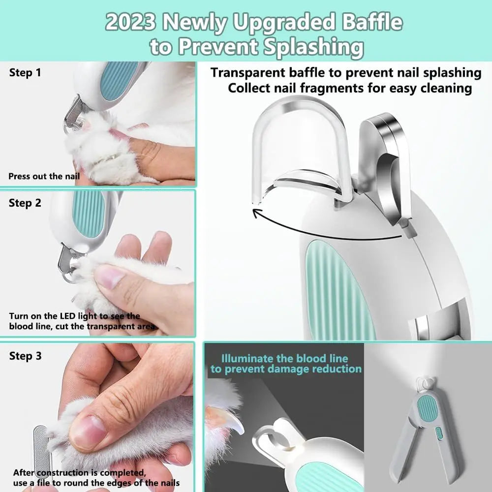 Dog And Cat Nail Clippers, Pet Nail Trimmers With LED Light, And Circular Cut-hole Cat Paw Cutter Dogs Nail Cutter Avoid Excessive Cutting - VINE GLOBAL