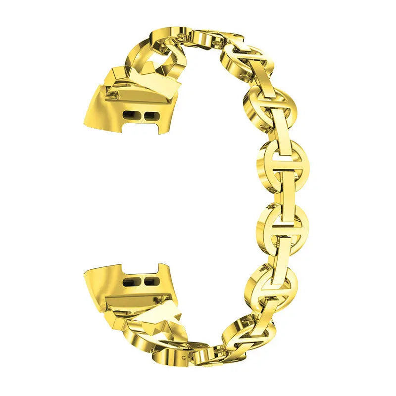 Suitable for fitbit charge3/4 smart bracelet Voo diamond metal bracelet stainless steel alloy metal wristband - VINE GLOBAL