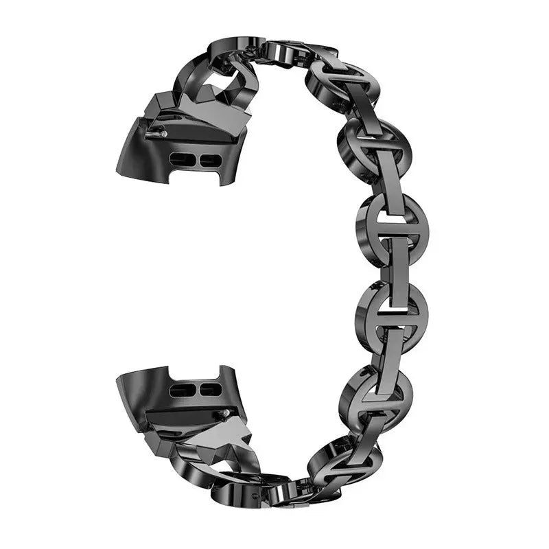 Suitable for fitbit charge3/4 smart bracelet Voo diamond metal bracelet stainless steel alloy metal wristband - VINE GLOBAL
