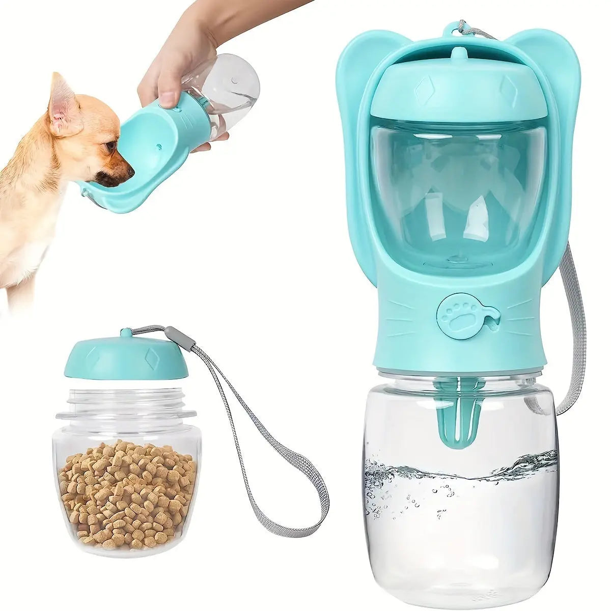 2 In 1 Dog Water Bottle, Leak Proof Portable Pet Water Bottle With Food Container, Outdoor Portable Water Dispenser For Dog, Puppy Supply For Walking, Hiking, Camping, Travel - VINE GLOBAL