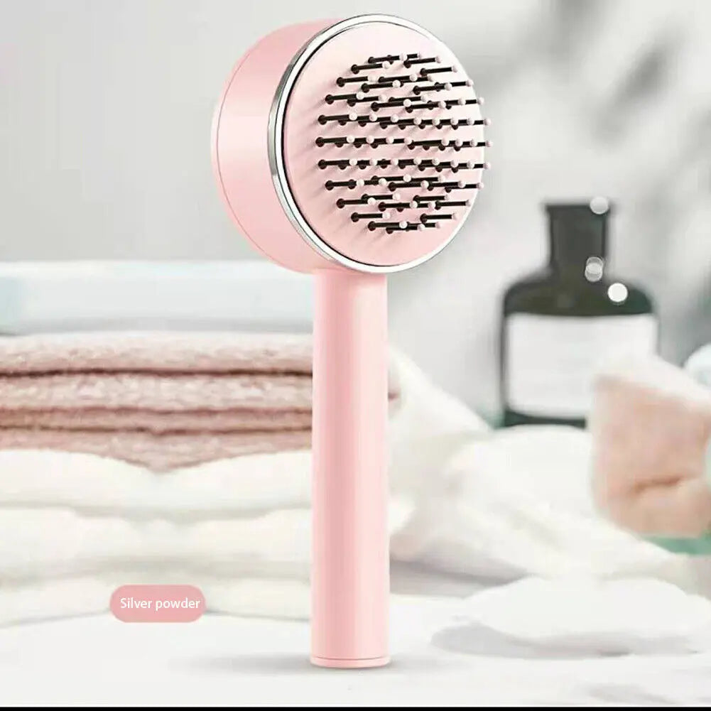 3D Air Cushion Massager Brush With Retractable Bristles Self Cleaning Hair Brush Massage One-key Self-cleaning Hair Brush Anti-Static Airbag Massage Comb For Women Curly Hair Brush - VINE GLOBAL