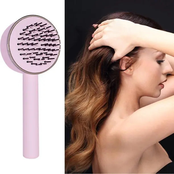 3D Air Cushion Massager Brush With Retractable Bristles Self Cleaning Hair Brush Massage One-key Self-cleaning Hair Brush Anti-Static Airbag Massage Comb For Women Curly Hair Brush - VINE GLOBAL