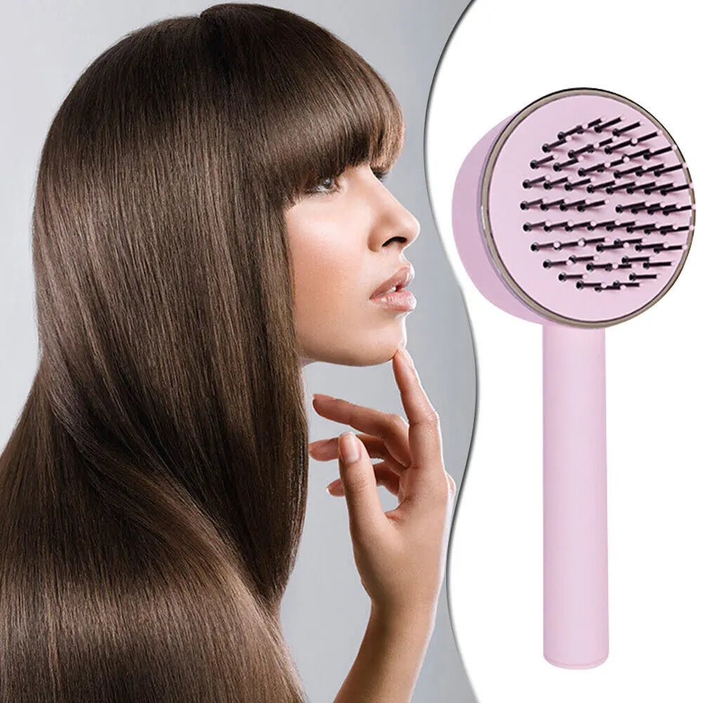 3D Air Cushion Massager Brush With Retractable Bristles Self Cleaning Hair Brush Massage One-key Self-cleaning Hair Brush Anti-Static Airbag Massage Comb For Women Curly Hair Brush - VINE GLOBAL