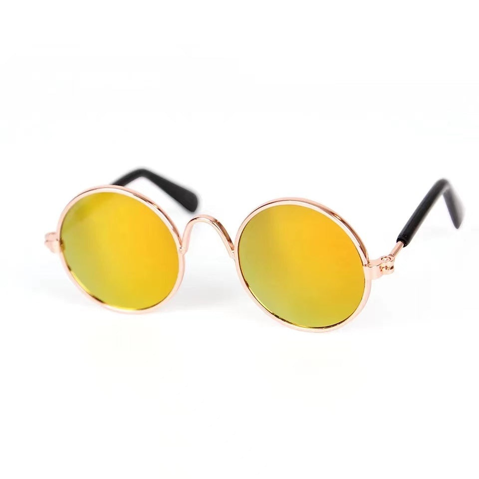 Pet Sunglasses Dog Cat Vintage Round Reflection Glasses for Photos Props Fashion Accessories - VINE GLOBAL