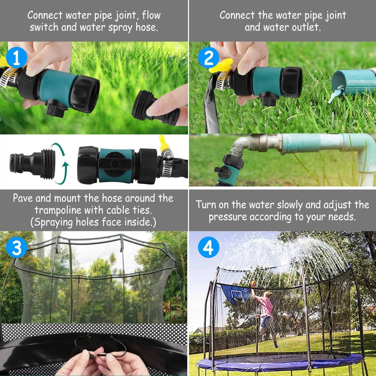 Kids Trampoline Sprinkler Outdoor Water Park Sprinkler for Kids Outdoor Water Game Toys - VINE GLOBAL
