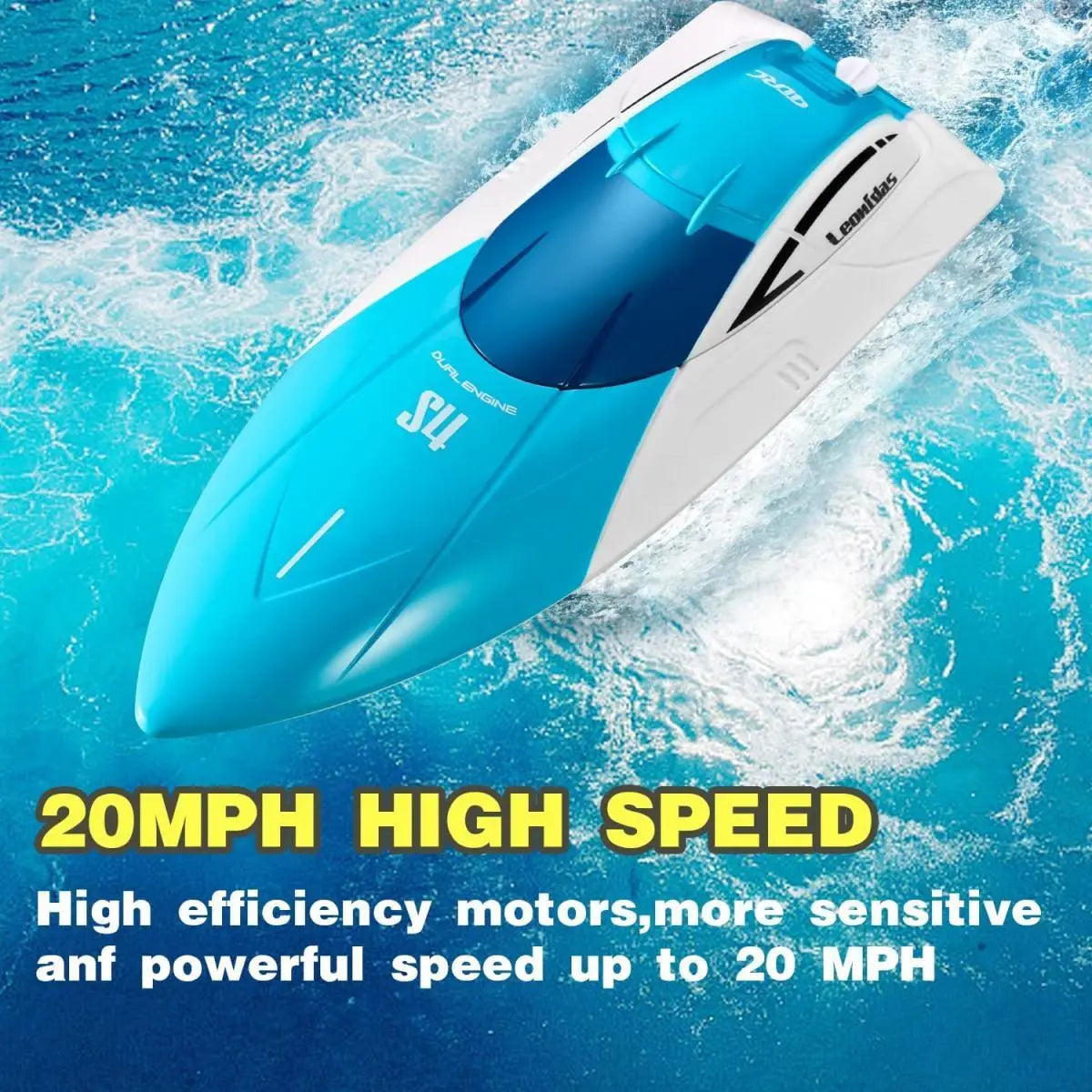 4DRC S4 RC Boat, Remote Control Boat 2.4GHz High Speed RC Racing Boat with 2 Rechargeable Batteries for Adults and Kids - VINE GLOBAL