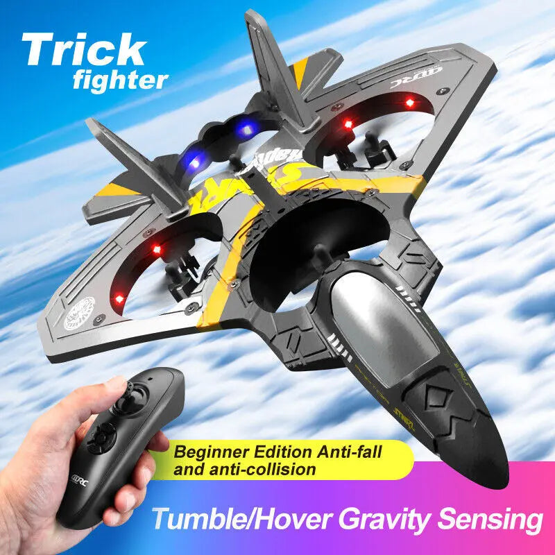 4DRC V17 Remote Control Plane RC Airplanes 2.4GHz 6CH EPP RC Plane 4 Motor RC Aircraft Toys for Adult Kids with Function Gravity Sensing Stunt Roll Cool Light RC Planes Airplanes - VINE GLOBAL