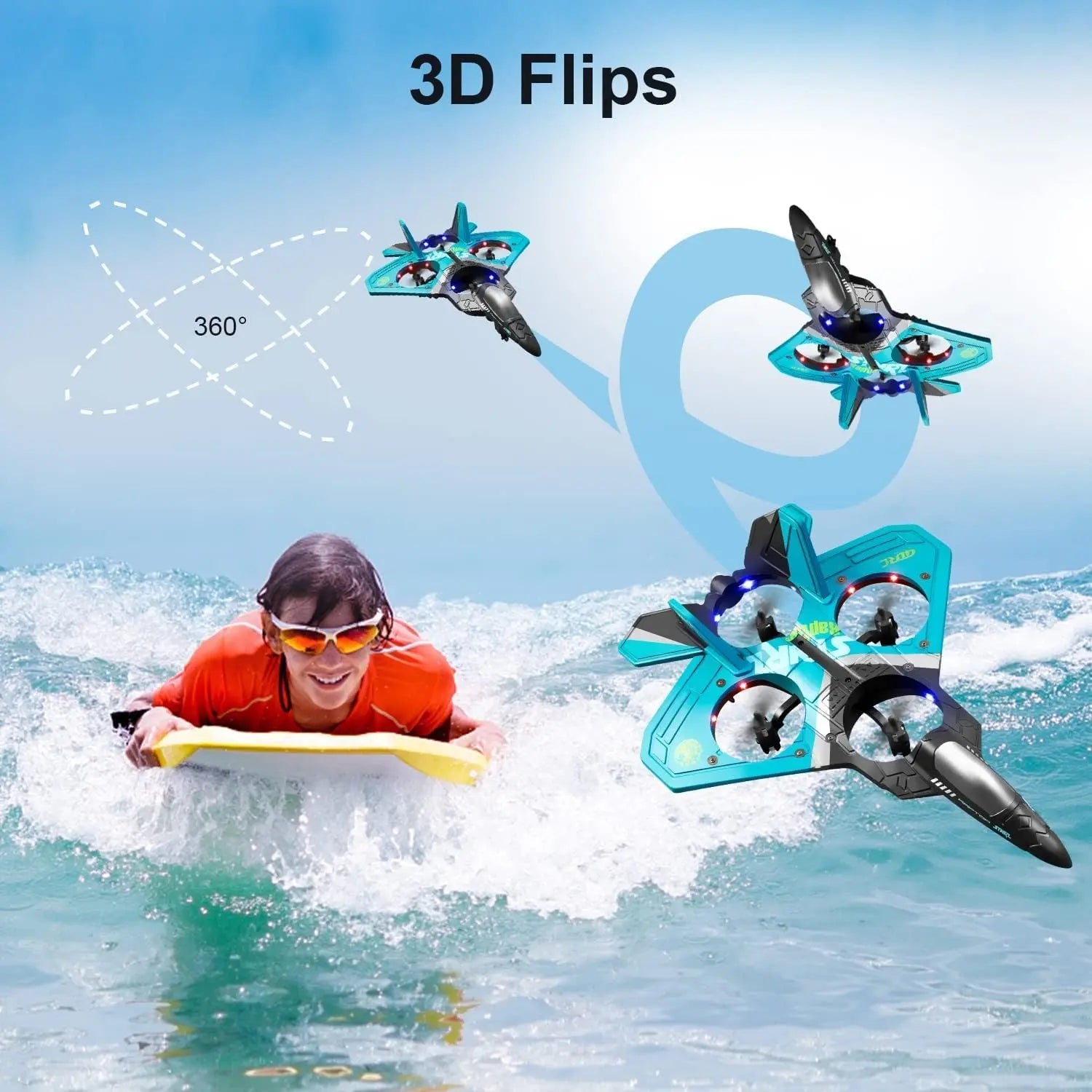 4DRC V17 Remote Control Plane RC Airplanes 2.4GHz 6CH EPP RC Plane 4 Motor RC Aircraft Toys for Adult Kids with Function Gravity Sensing Stunt Roll Cool Light RC Planes Airplanes - VINE GLOBAL
