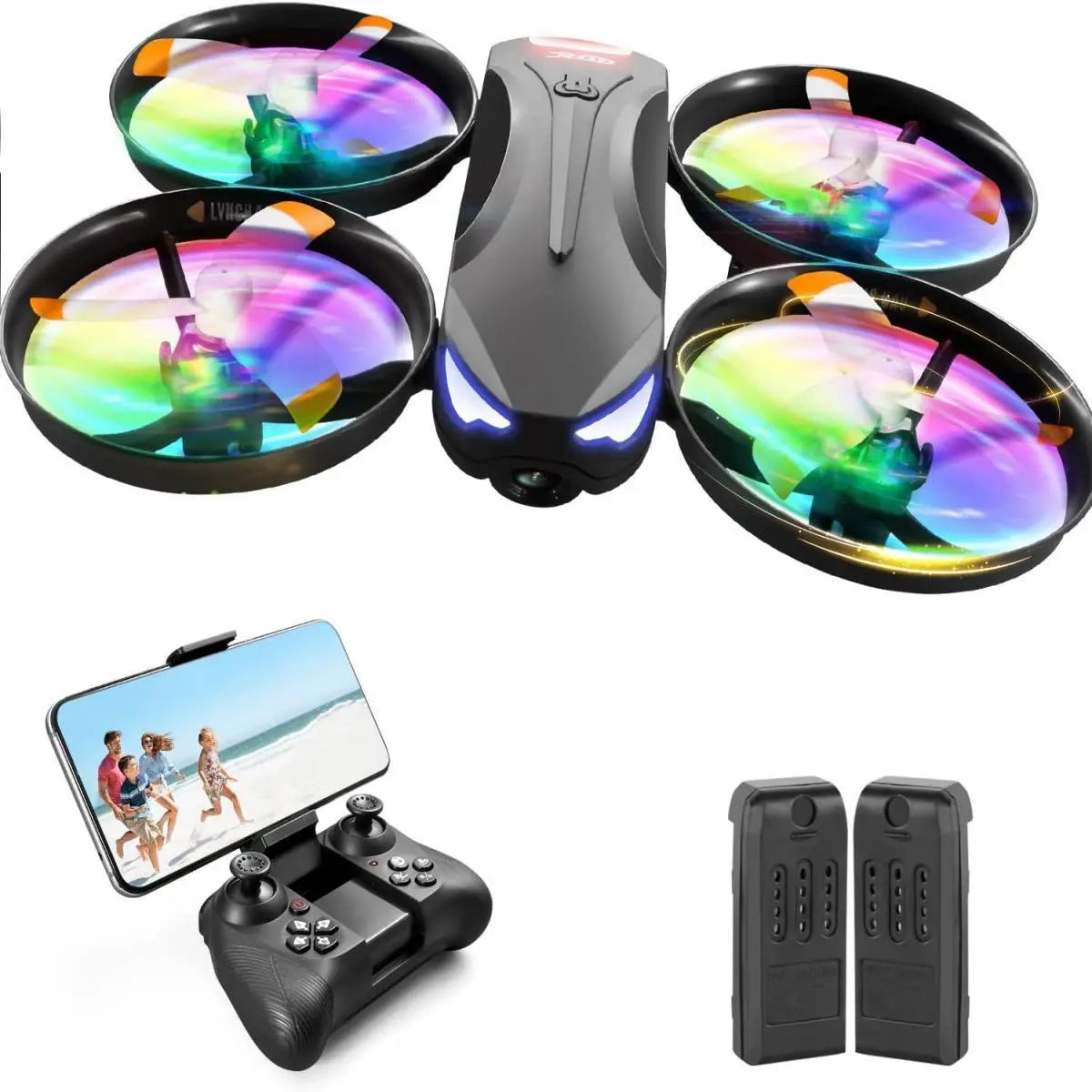 4DRC V16 Drone with Camera for Kids,1080P FPV Camera Mini RC Quadcopter Beginners Toy with 7 Colors LED Lights,3D Flips,Gesture Selfie,Headless Mode,Altitude Hold,Gift Toy for Boys and Girls - VINE GLOBAL