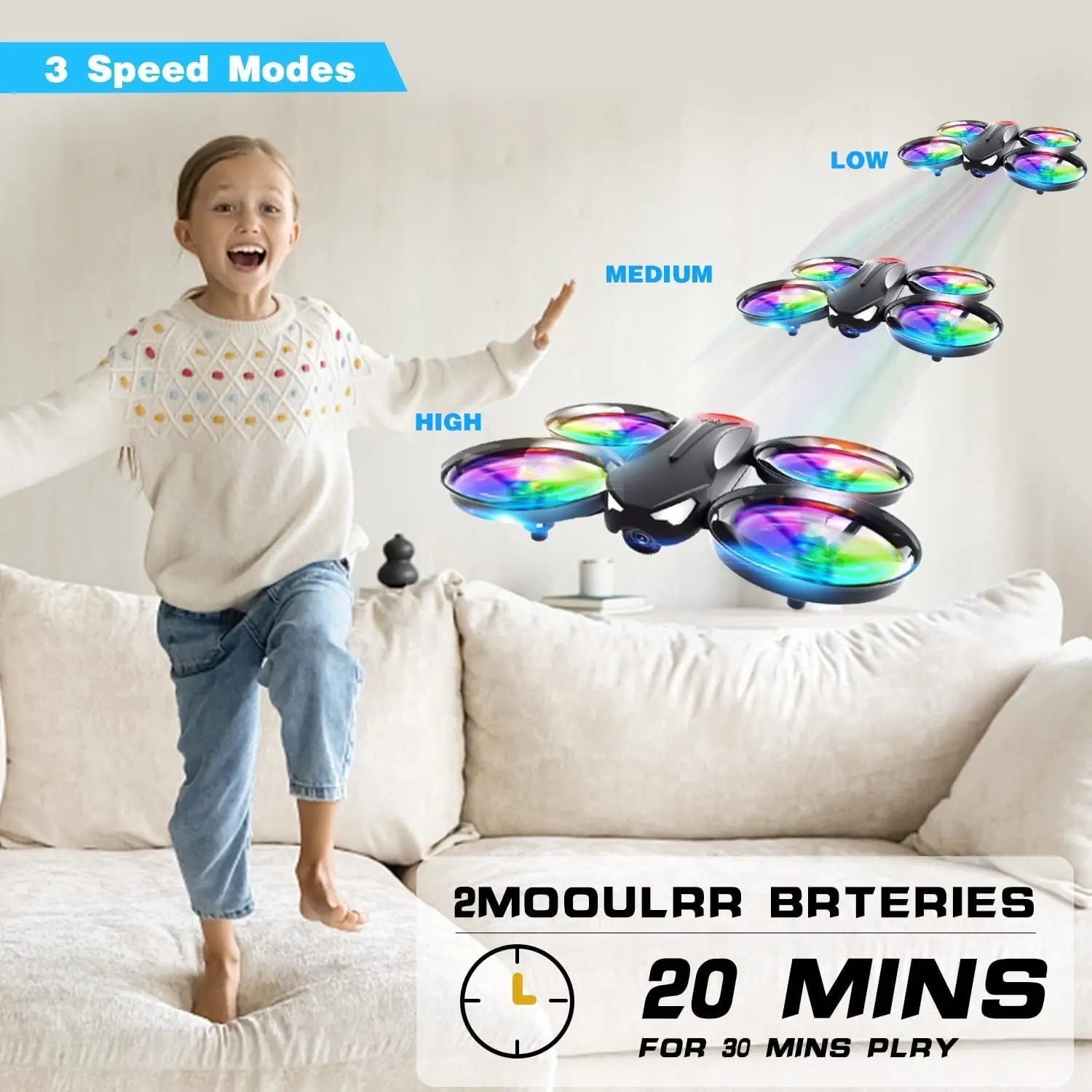4DRC V16 Drone with Camera for Kids,1080P FPV Camera Mini RC Quadcopter Beginners Toy with 7 Colors LED Lights,3D Flips,Gesture Selfie,Headless Mode,Altitude Hold,Gift Toy for Boys and Girls - VINE GLOBAL