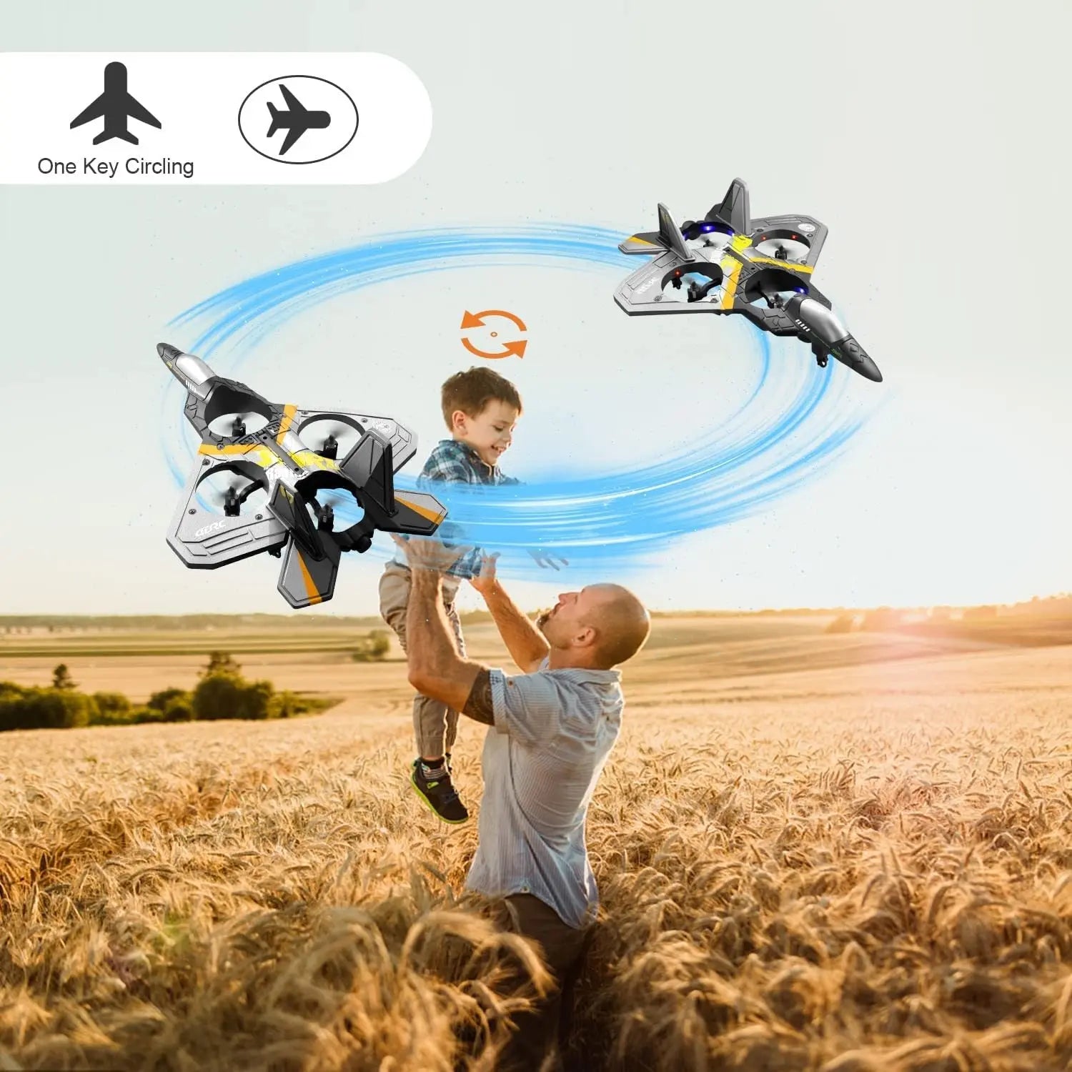 4DRC V17 Remote Control Plane RC Airplanes 2.4GHz 6CH EPP RC Plane 4 Motor RC Aircraft Toys for Adult Kids with Function Gravity Sensing Stunt Roll Cool Light RC Planes Airplanes - VINE GLOBAL
