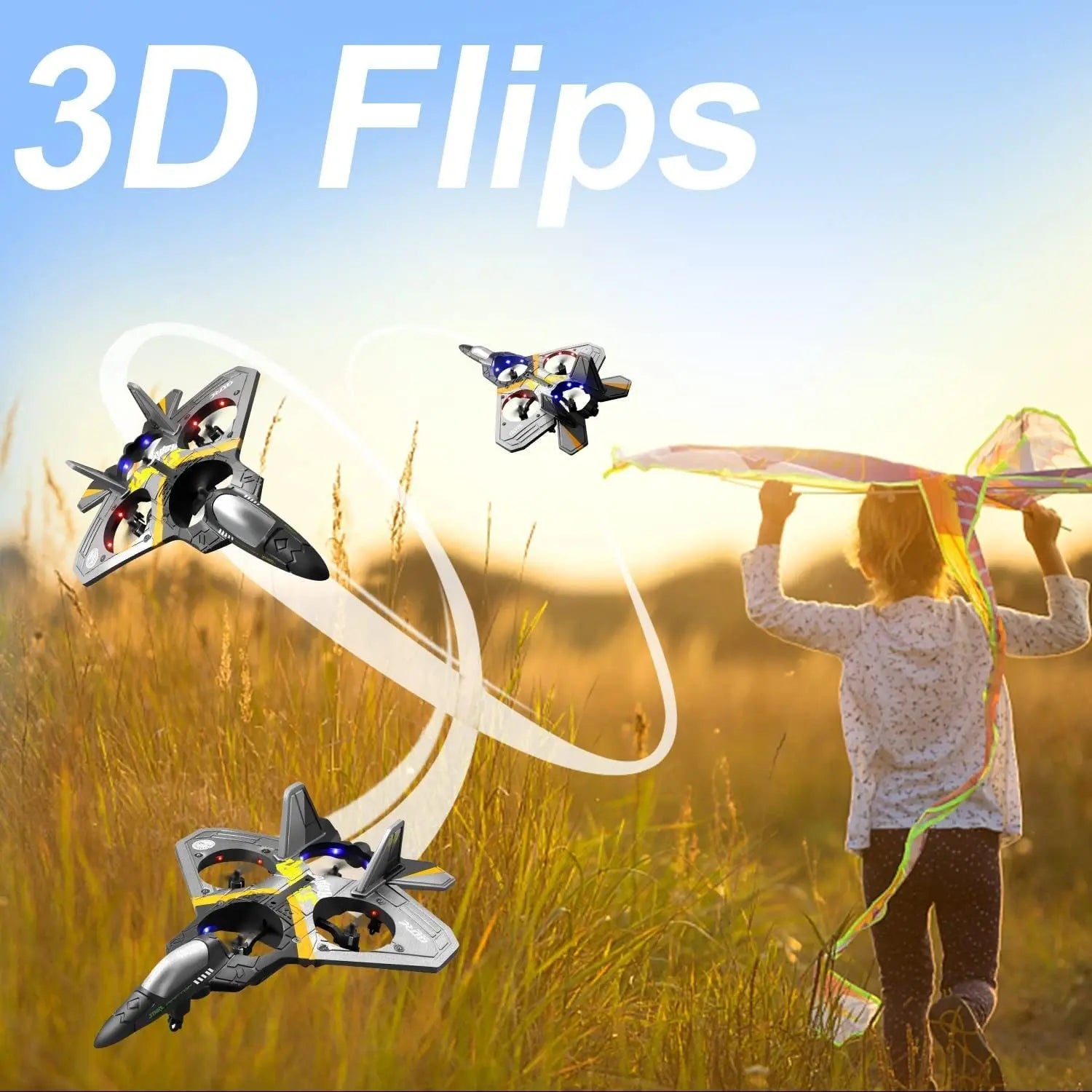 4DRC V17 Remote Control Plane RC Airplanes 2.4GHz 6CH EPP RC Plane 4 Motor RC Aircraft Toys for Adult Kids with Function Gravity Sensing Stunt Roll Cool Light RC Planes Airplanes - VINE GLOBAL