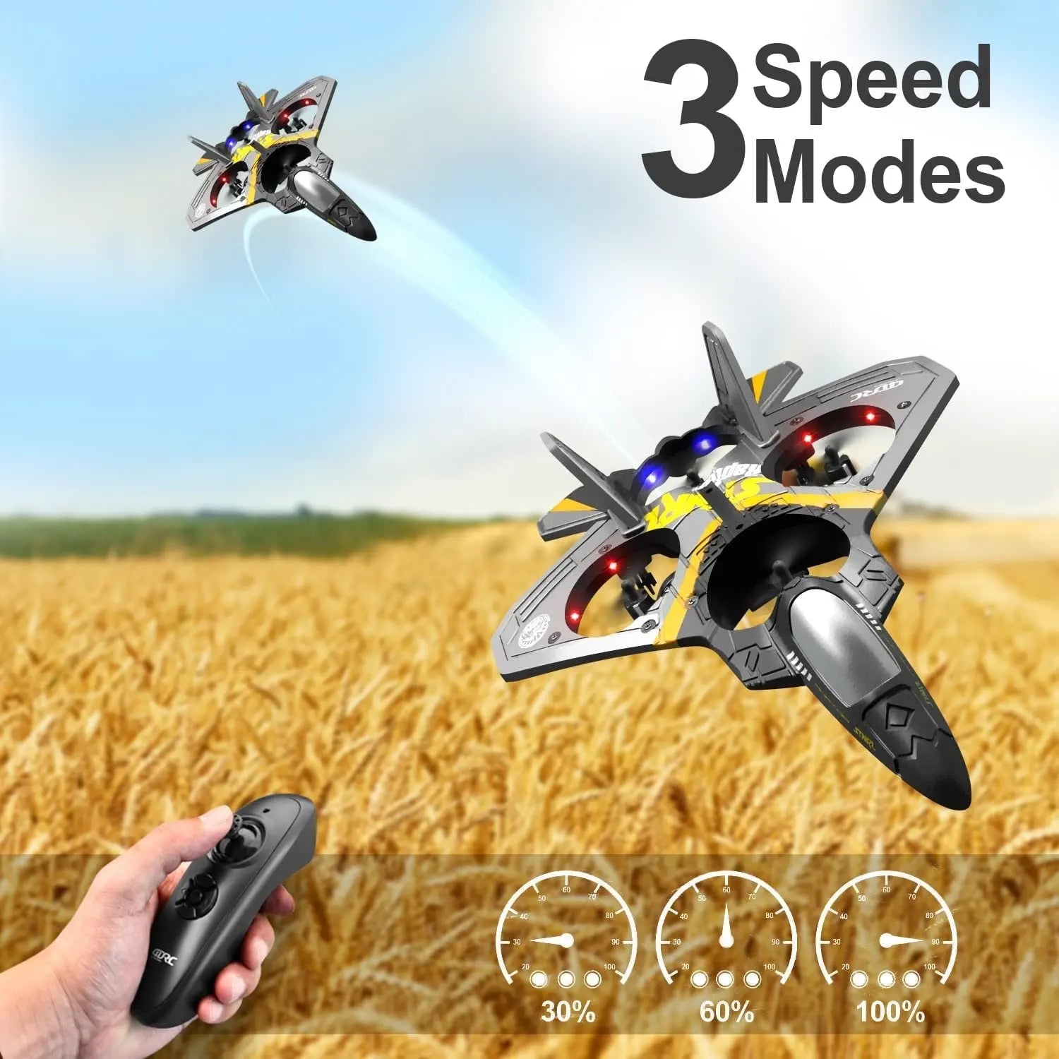 4DRC V17 Remote Control Plane RC Airplanes 2.4GHz 6CH EPP RC Plane 4 Motor RC Aircraft Toys for Adult Kids with Function Gravity Sensing Stunt Roll Cool Light RC Planes Airplanes - VINE GLOBAL