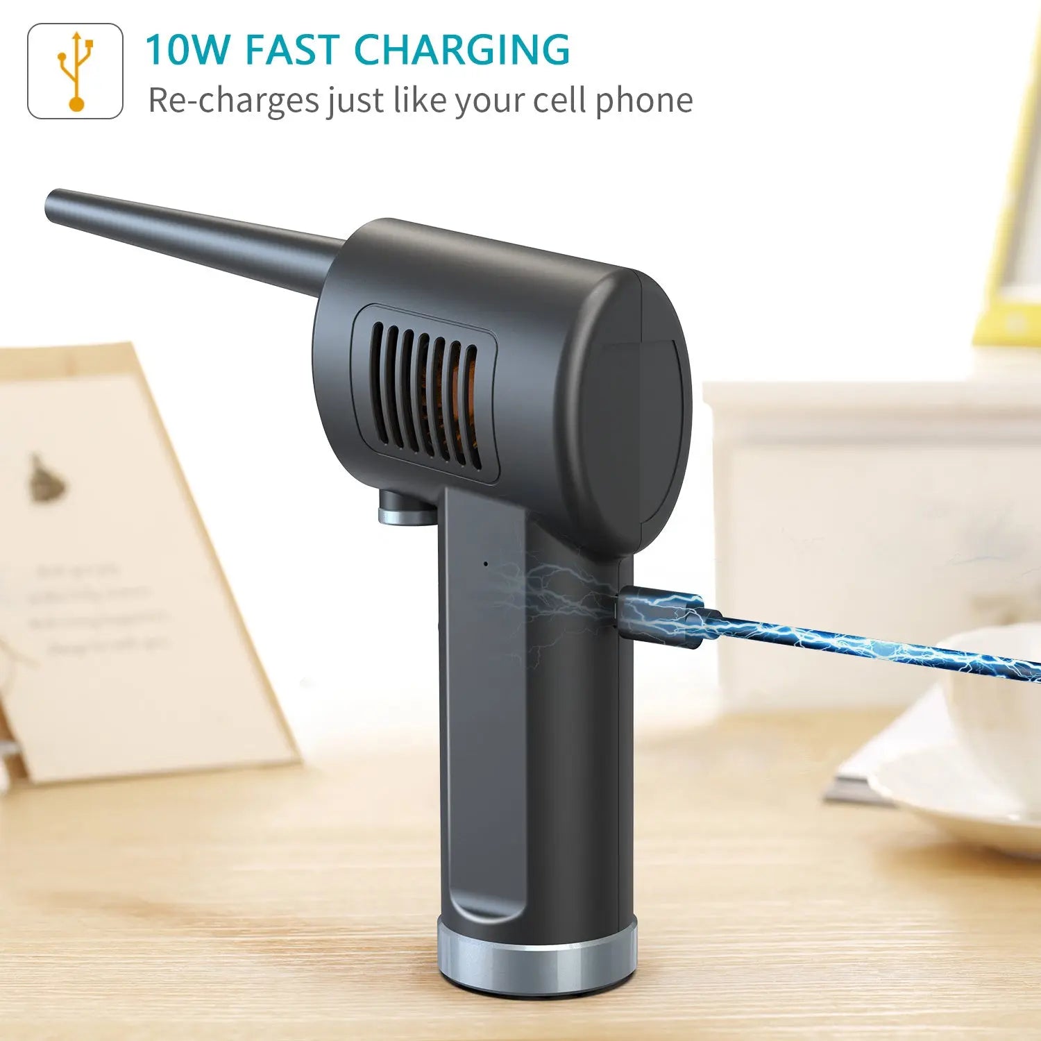 Compressed Air Duster;  New Generation Canned Air;  33000 RPM Electric Air Can for Computer Keyboard Electronics Cleaning;  6000mAh Rechargeable Battery;  Reusable Dust Destroyer - VINE GLOBAL