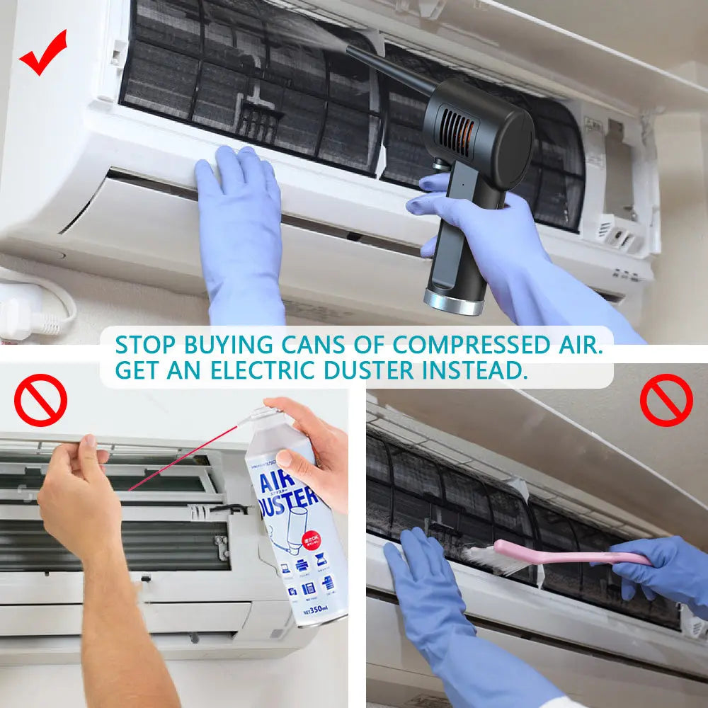 Compressed Air Duster;  New Generation Canned Air;  33000 RPM Electric Air Can for Computer Keyboard Electronics Cleaning;  6000mAh Rechargeable Battery;  Reusable Dust Destroyer - VINE GLOBAL