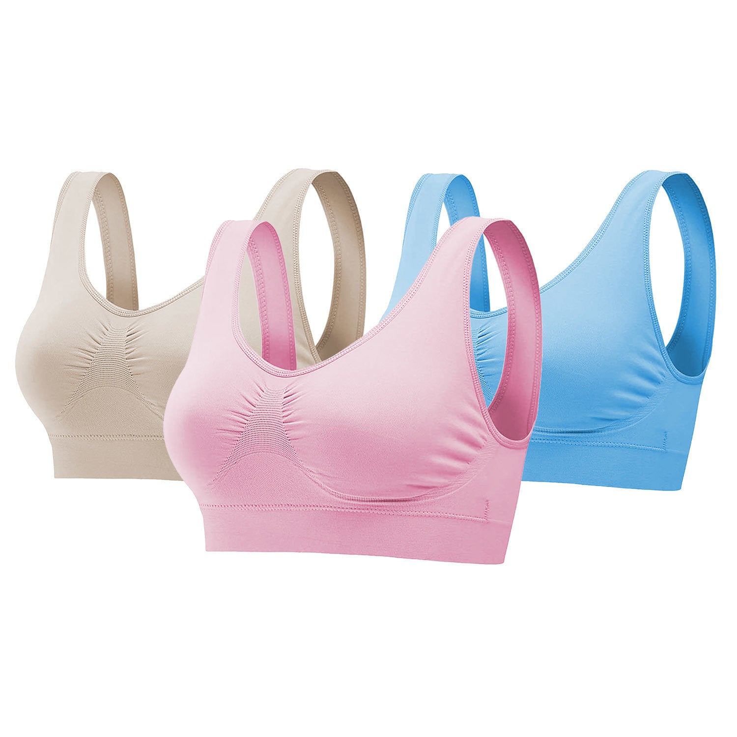 3 Pack Sport Bras For Women Seamless Wire free Bra Light Support Tank Tops For Fitness Workout Sports Yoga Sleep Wearing - VINE GLOBAL