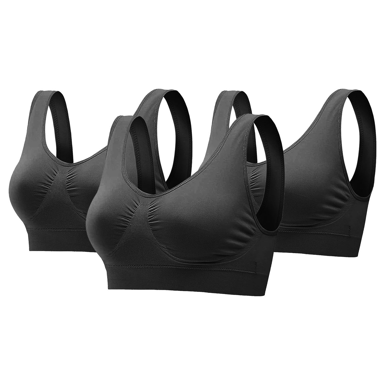 3 Pack Sport Bras For Women Seamless Wire free Bra Light Support Tank Tops For Fitness Workout Sports Yoga Sleep Wearing - VINE GLOBAL
