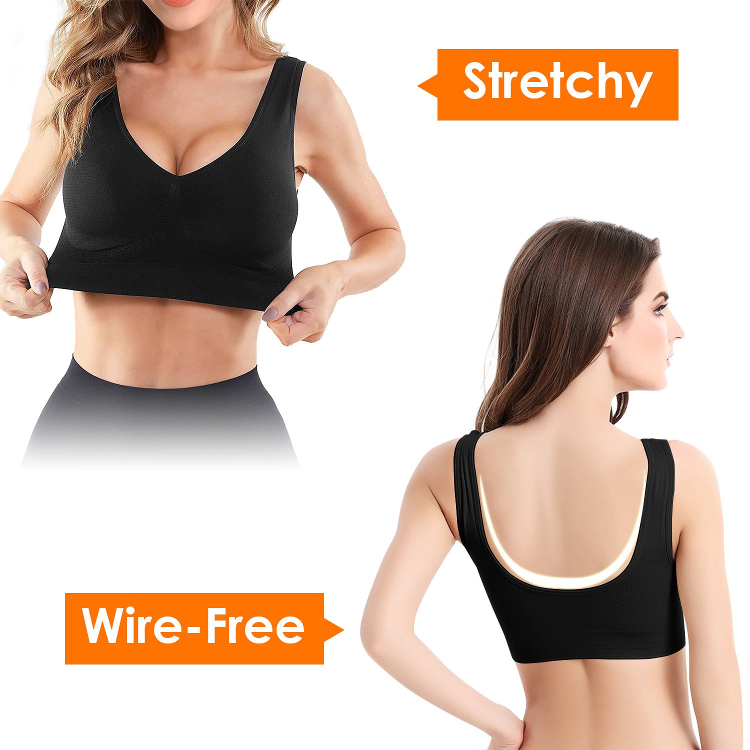 3 Pack Sport Bras For Women Seamless Wire free Bra Light Support Tank Tops For Fitness Workout Sports Yoga Sleep Wearing - VINE GLOBAL