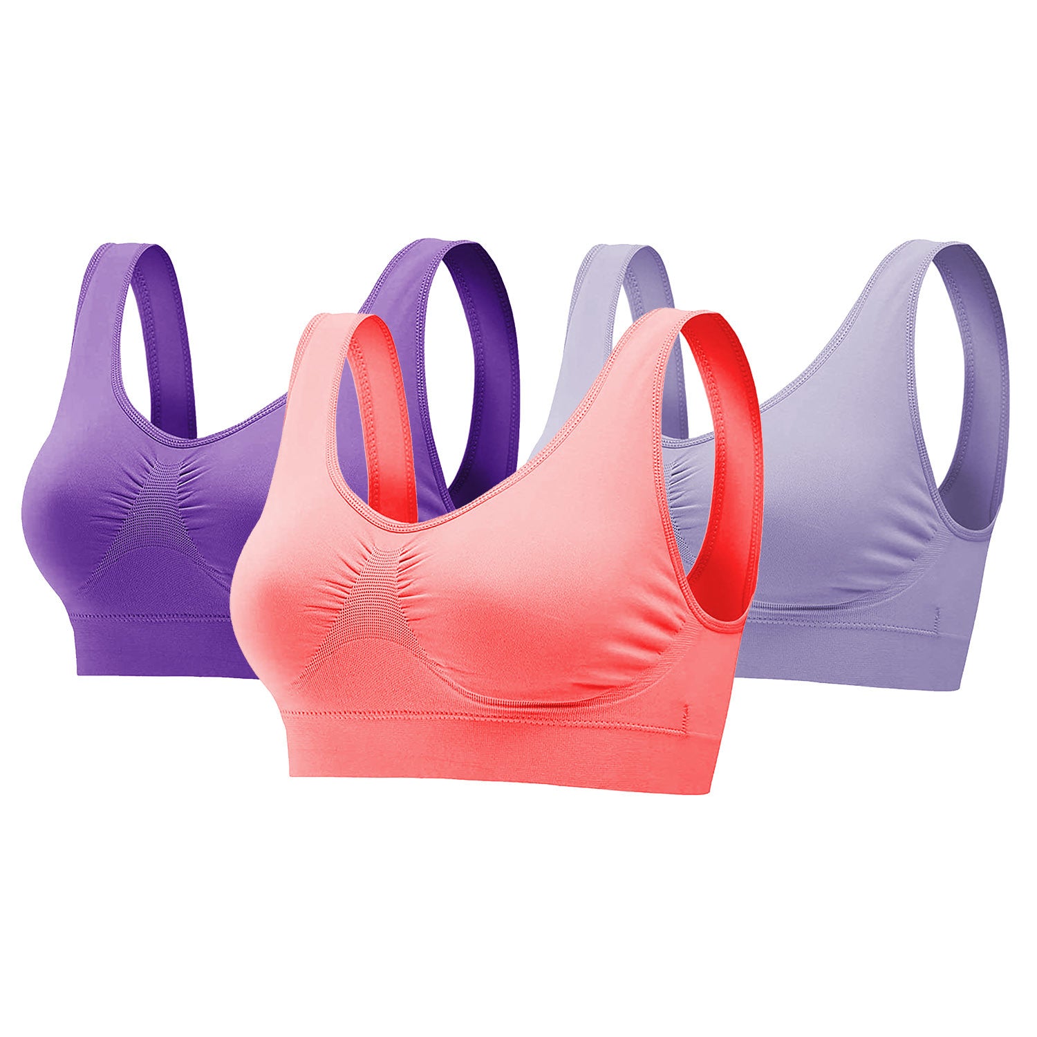3 Pack Sport Bras For Women Seamless Wire free Bra Light Support Tank Tops For Fitness Workout Sports Yoga Sleep Wearing - VINE GLOBAL