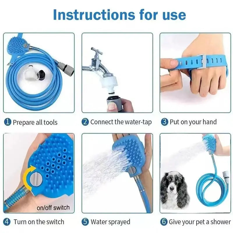 Portable Dog Shower Easy Install Pet Supplies Water Spray Cat Dog Bath Brus Use Plastic Family Pet Cleaning Grooming Accessories - VINE GLOBAL
