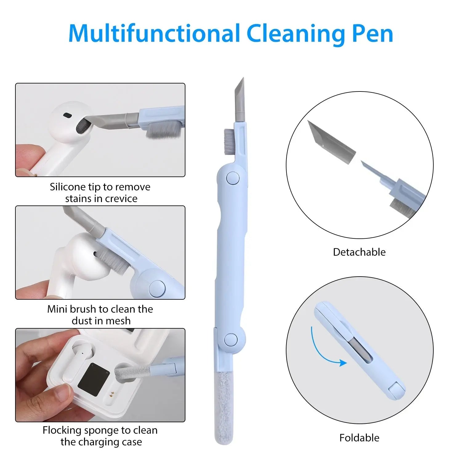 7 in 1 Laptop Keyboard Dust Cleaner Brush Set Earbud Cleaning Pen Electronics Dust Remover with Key Puller Multifunctional Cleaning Tool for PC Tablet - VINE GLOBAL