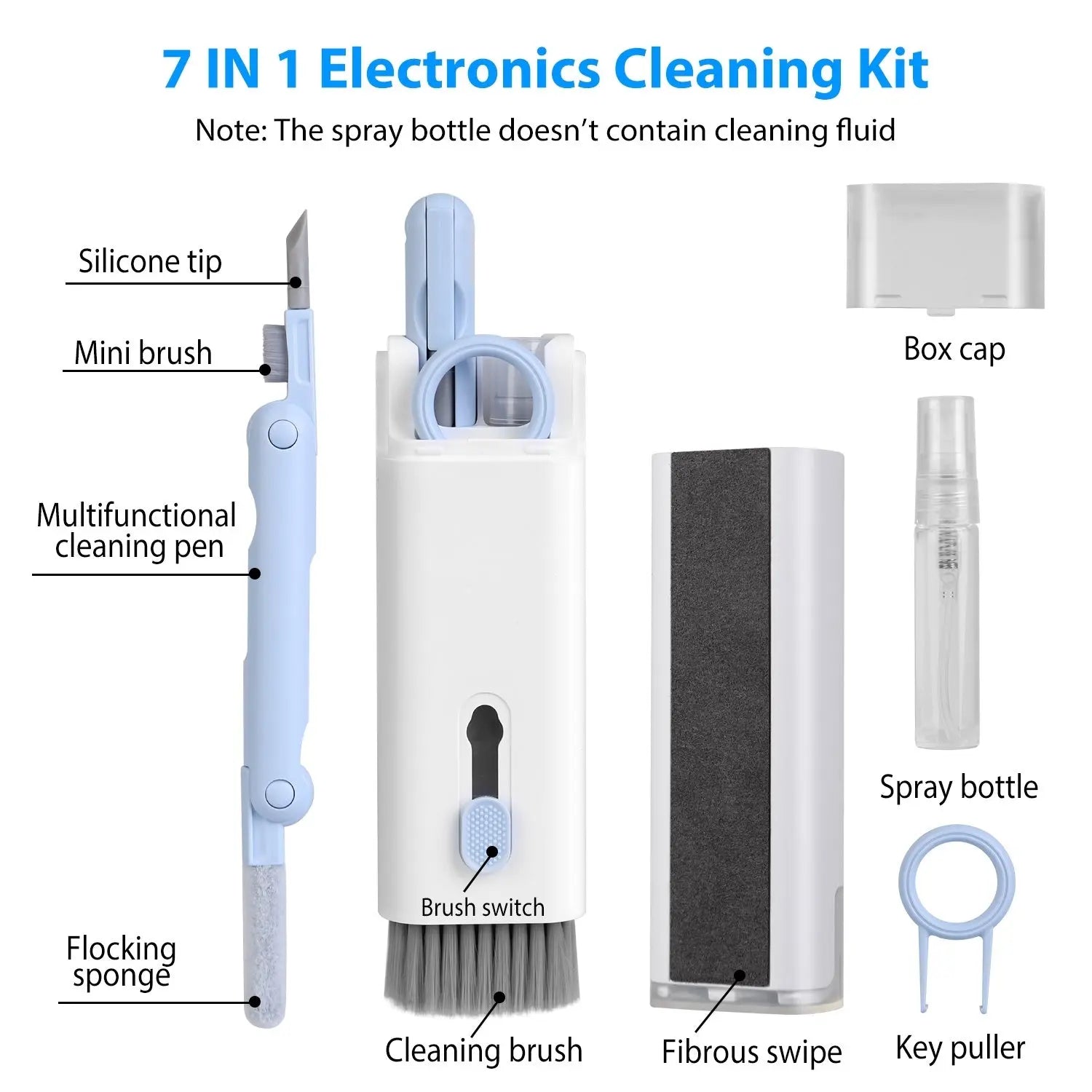 7 in 1 Laptop Keyboard Dust Cleaner Brush Set Earbud Cleaning Pen Electronics Dust Remover with Key Puller Multifunctional Cleaning Tool for PC Tablet - VINE GLOBAL