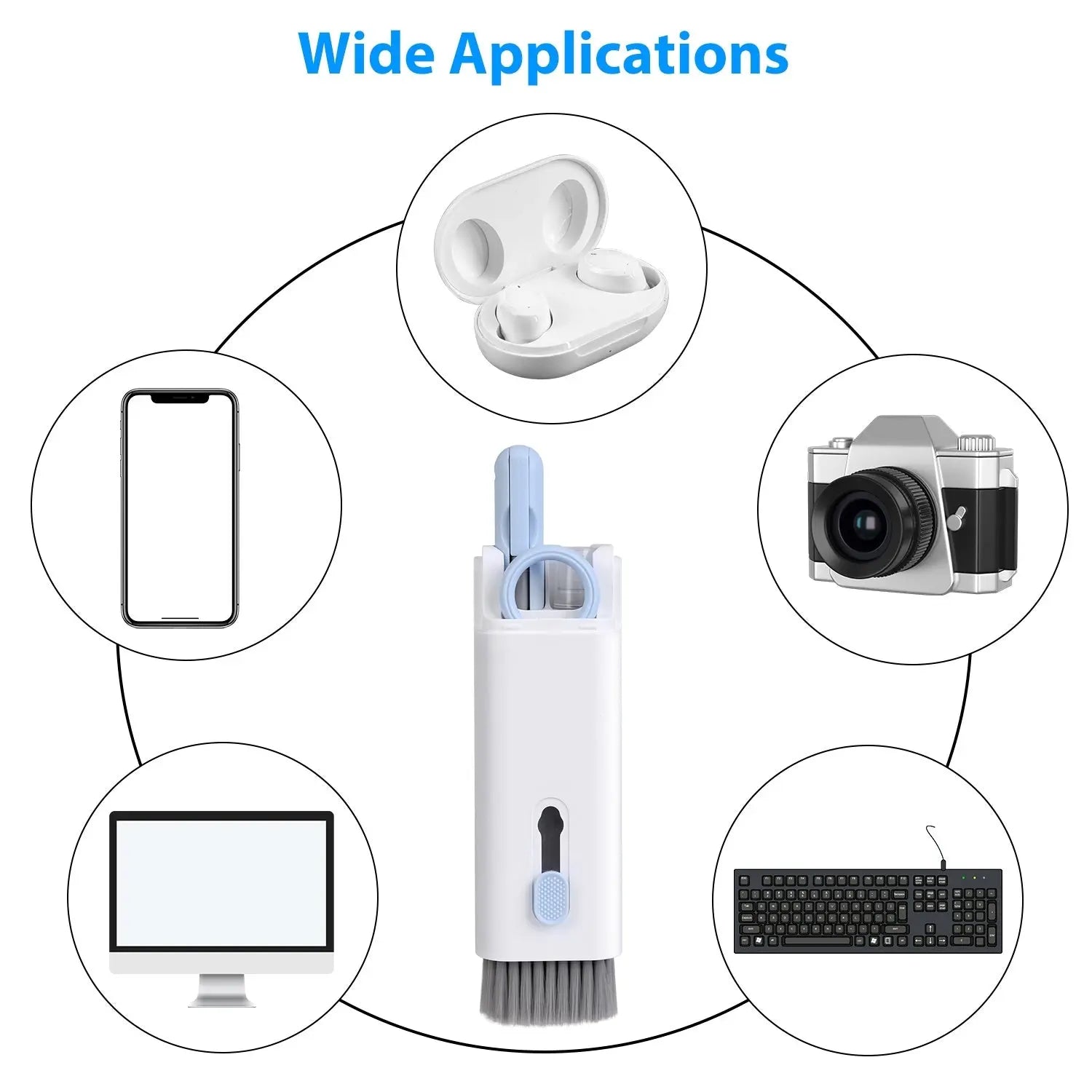 7 in 1 Laptop Keyboard Dust Cleaner Brush Set Earbud Cleaning Pen Electronics Dust Remover with Key Puller Multifunctional Cleaning Tool for PC Tablet - VINE GLOBAL