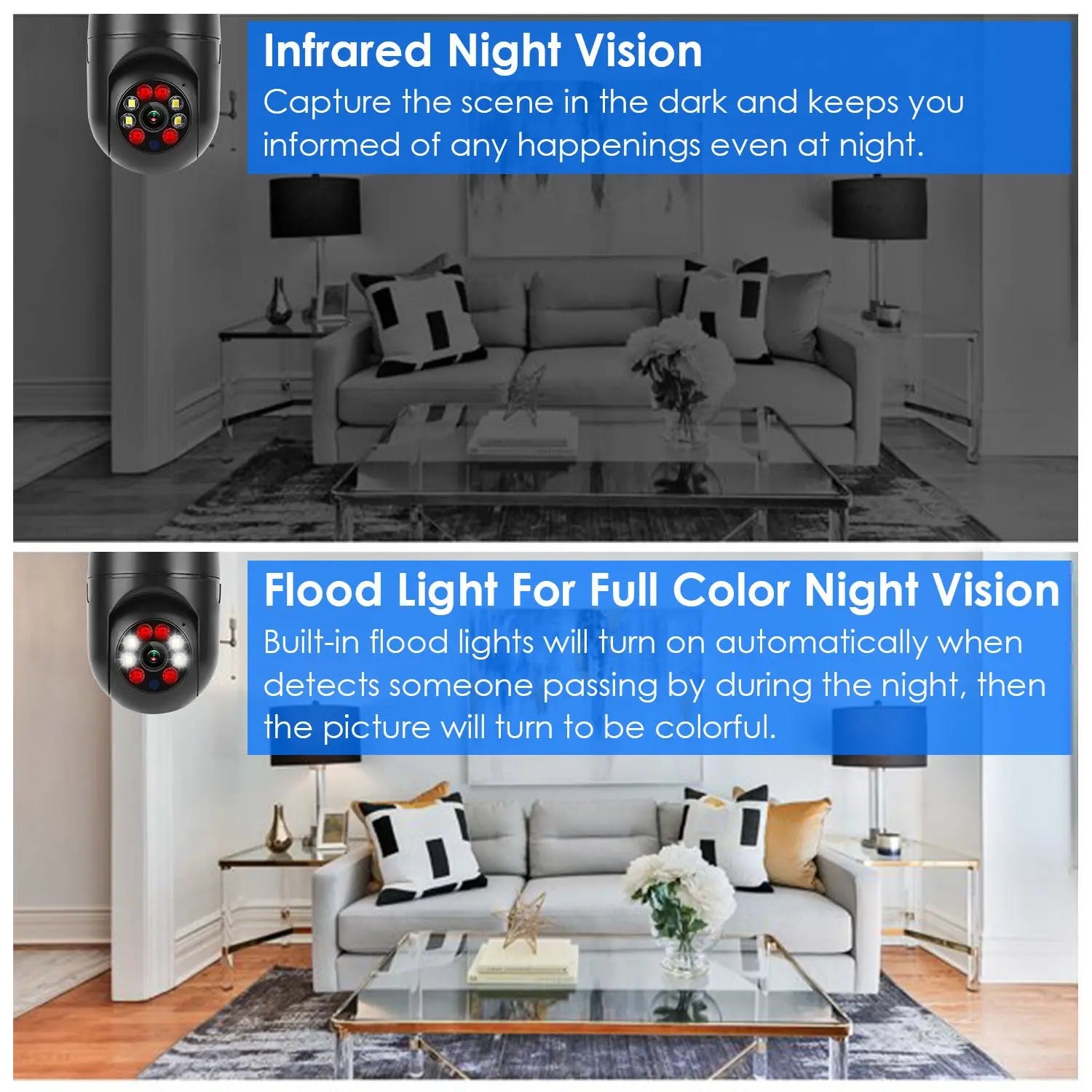 E27 WiFi Bulb Camera 1080P FHD WiFi IP Pan Tilt Security Surveillance Camera - VINE GLOBAL