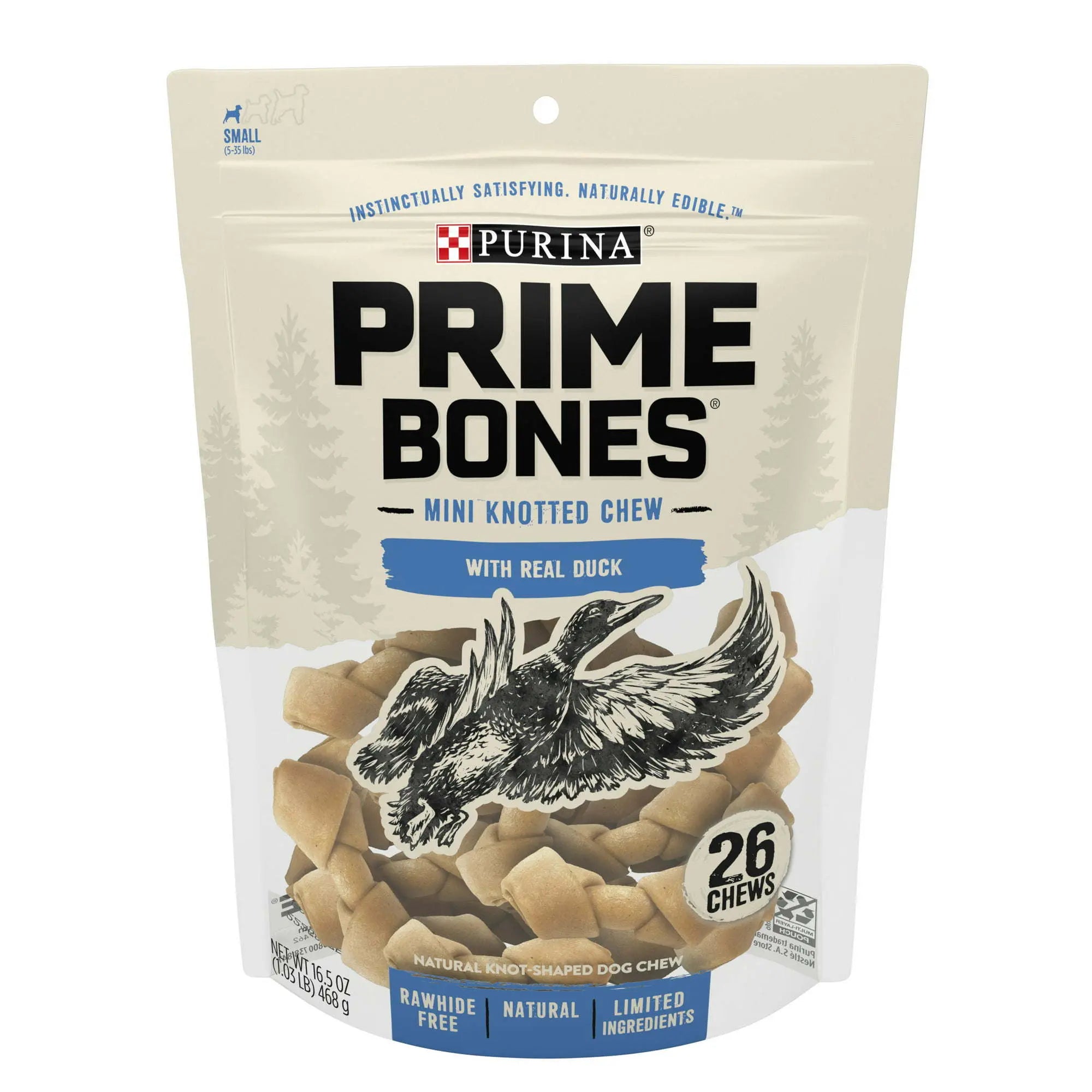 Purina Prime Bones Real Duck Natural Chews for Dogs, 26 ct Pouch - VINE GLOBAL
