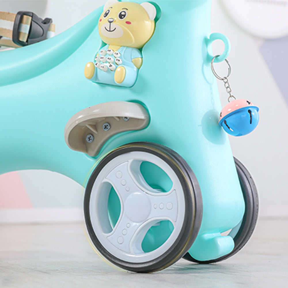 Rocking Horse for Toddlers, Balance Bike Ride On Toys with Push Handle, Backrest and Balance Board for Baby Girl and Boy, Unicorn Kids Riding Birthday (Blue) - VINE GLOBAL