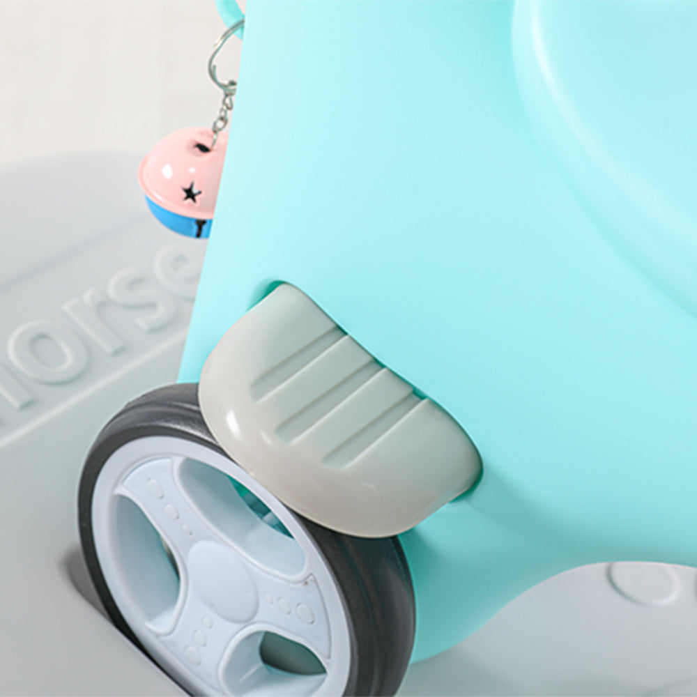 Rocking Horse for Toddlers, Balance Bike Ride On Toys with Push Handle, Backrest and Balance Board for Baby Girl and Boy, Unicorn Kids Riding Birthday (Blue) - VINE GLOBAL