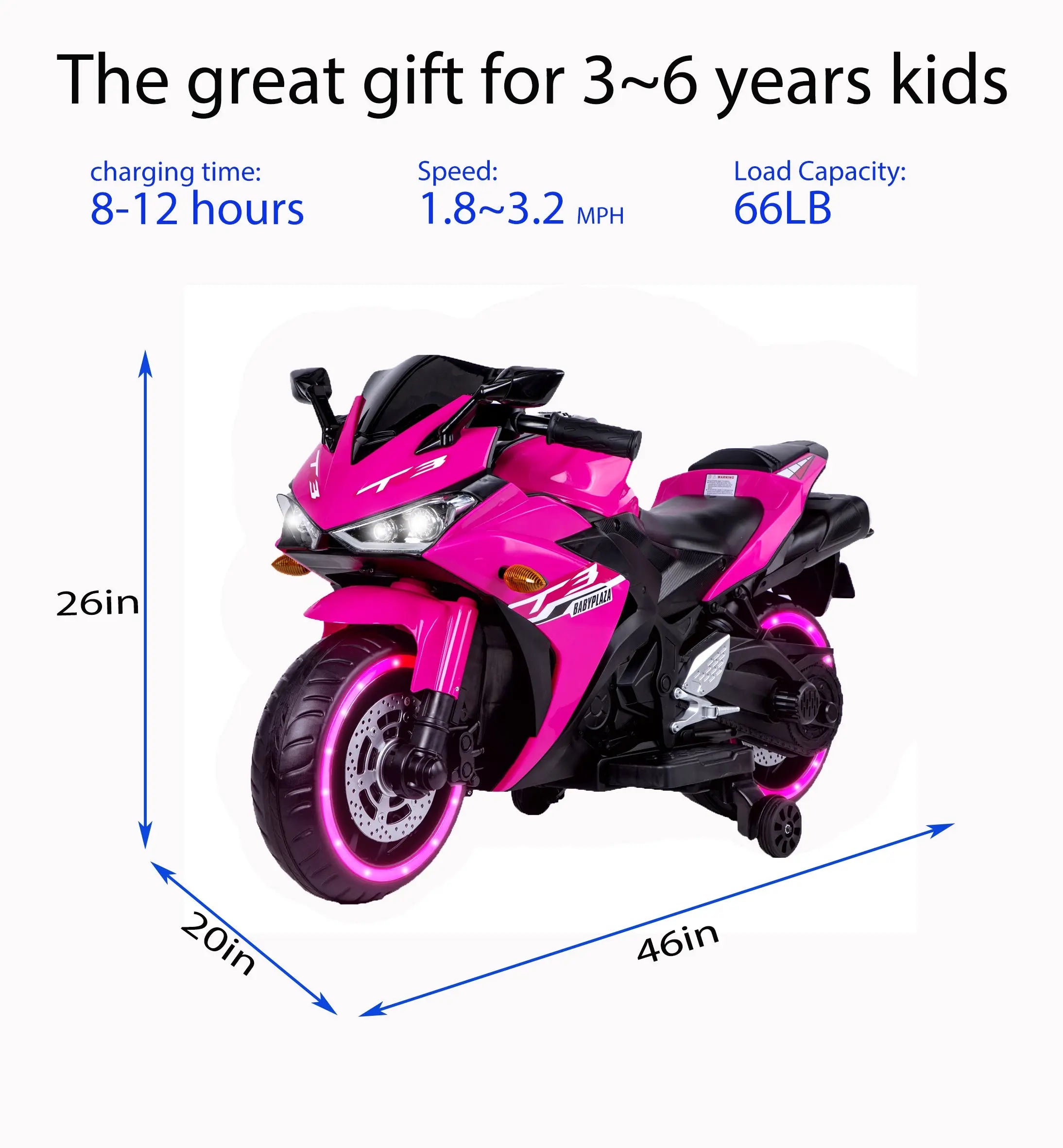 kids motorcycle,Tamco 12V motorcycle for kids 3 4 5 6 years Boys Girls 12v7ah kids motorcycle ride on toy with Training Wheels/manual throttle/ drive by hand /Lightting wheels - VINE GLOBAL