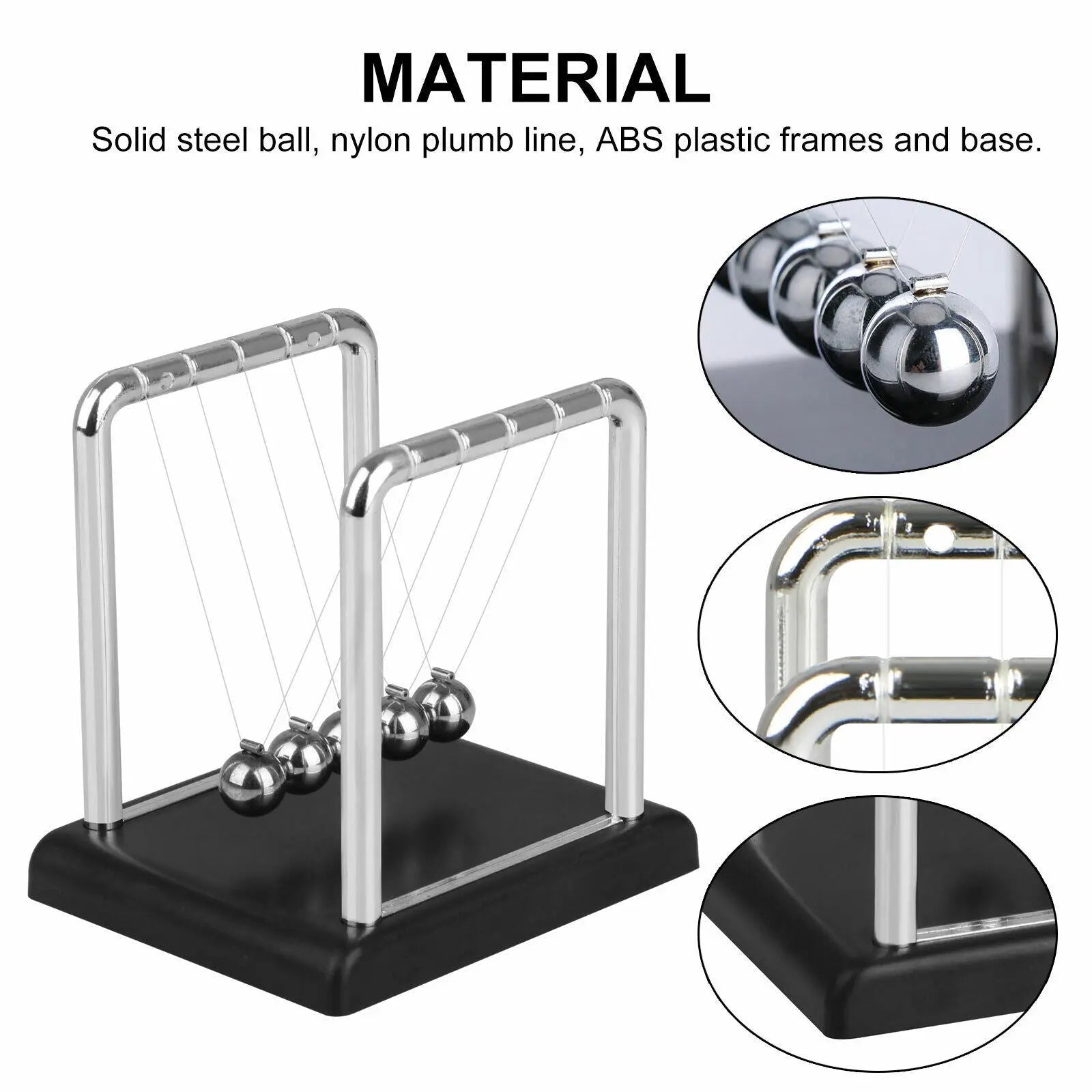 Newtons Cradle Steel Balance Ball Physics Science Pendulum Early Development Educational Desktop Toy Gift Office DecorationNewtons Cradle Pendulum Balance Ball Perpetual Motion Physics Decor Gift - VINE GLOBAL
