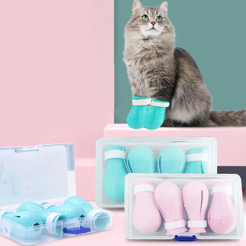 Adjustable Cat Foot Claw Cover Anti-Scratch Prickly Nail Glove Cat Boots For Cats Only, Anti-Scratch Cat Feet Claw Covers Adjustable Prickly Anti-Off Shoes Nail Glove - VINE GLOBAL