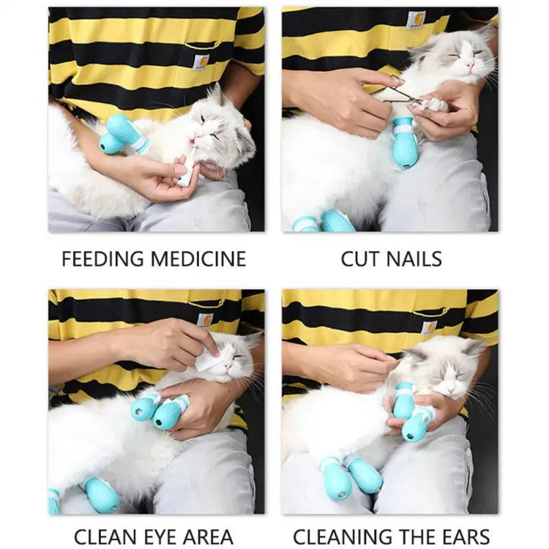 Adjustable Cat Foot Claw Cover Anti-Scratch Prickly Nail Glove Cat Boots For Cats Only, Anti-Scratch Cat Feet Claw Covers Adjustable Prickly Anti-Off Shoes Nail Glove - VINE GLOBAL
