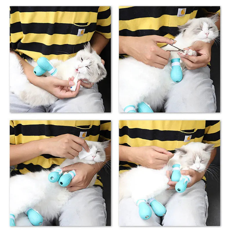 Adjustable Cat Foot Claw Cover Anti-Scratch Prickly Nail Glove Cat Boots For Cats Only, Anti-Scratch Cat Feet Claw Covers Adjustable Prickly Anti-Off Shoes Nail Glove - VINE GLOBAL