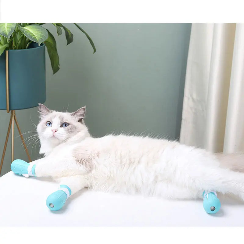 Adjustable Cat Foot Claw Cover Anti-Scratch Prickly Nail Glove Cat Boots For Cats Only, Anti-Scratch Cat Feet Claw Covers Adjustable Prickly Anti-Off Shoes Nail Glove - VINE GLOBAL