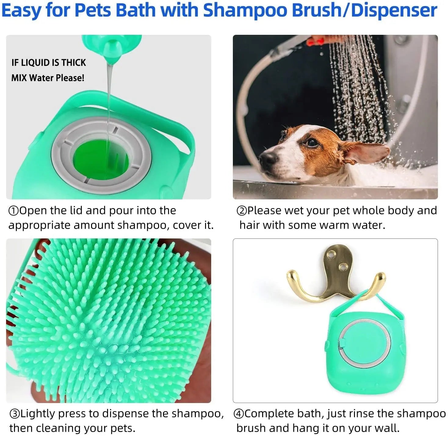 Pet Dog Shampoo Massager Brush Cat Massage Comb Grooming Scrubber Shower Brush For Bathing Short Hair Soft Silicone Brushes - VINE GLOBAL