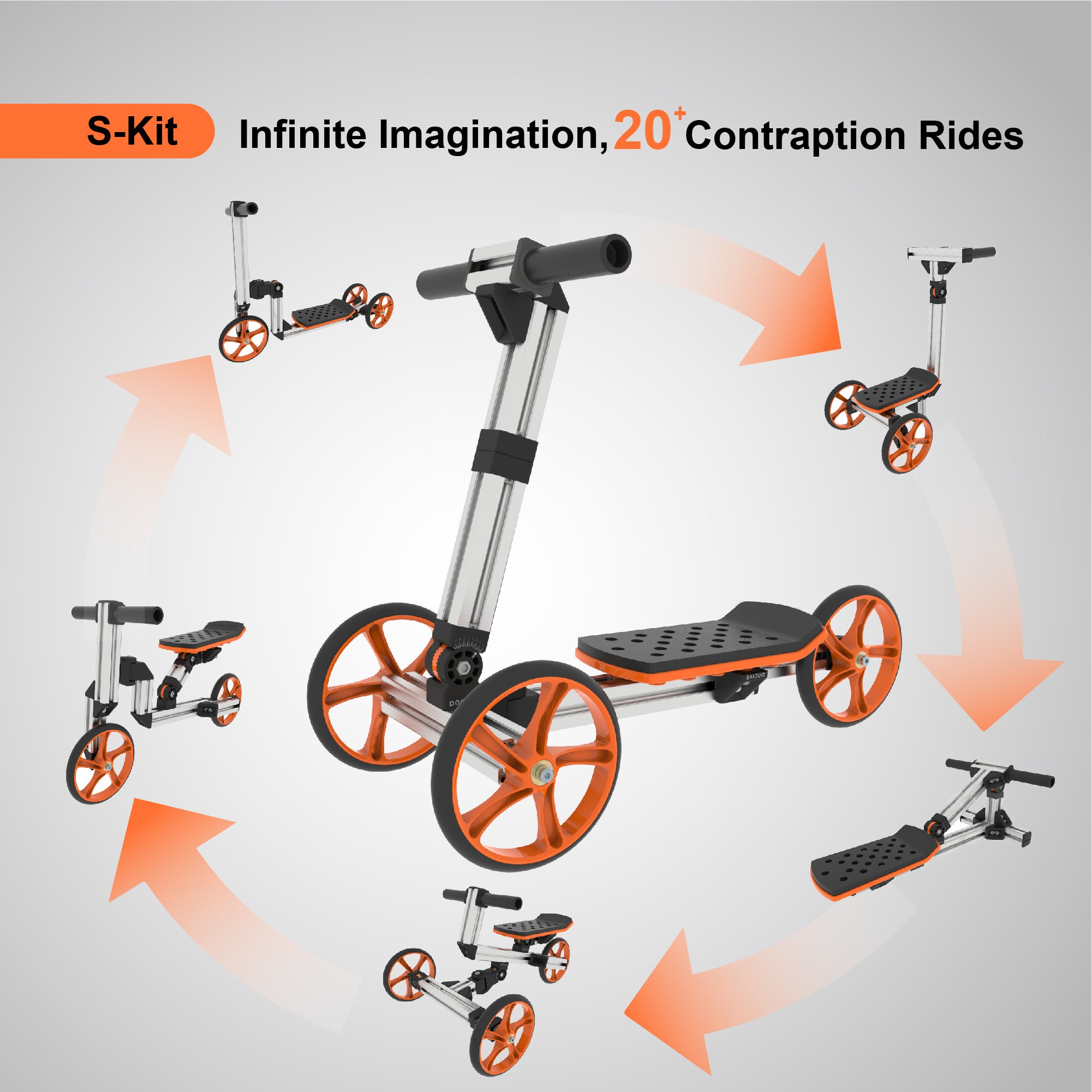 KidRock Constructible Kit 20 in 1 Kids Balance Bike No Pedals Toys for 1 to 4 Year Old Engineering Building Kit Kids Sit/Stand Scooter Most Popular S-Kit (Not Electric) - VINE GLOBAL