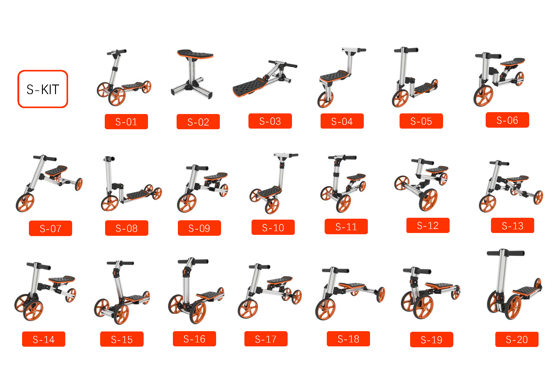KidRock Constructible Kit 20 in 1 Kids Balance Bike No Pedals Toys for 1 to 4 Year Old Engineering Building Kit Kids Sit/Stand Scooter Most Popular S-Kit (Not Electric) - VINE GLOBAL