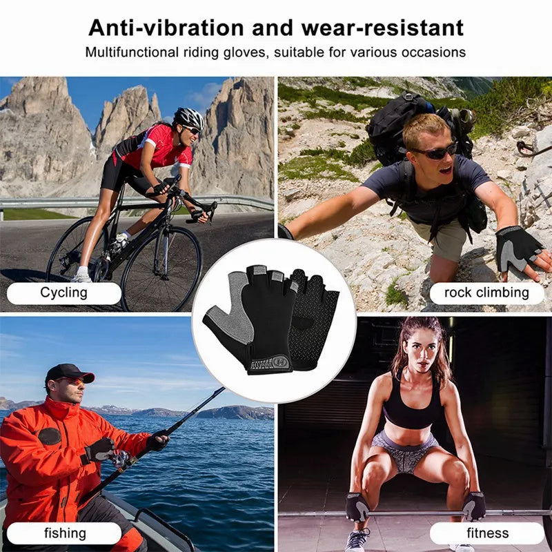 Breathable Fitness Gloves Gym Weightlifting Thin Non-slip Half Finger Cycling Gloves Equipment Yoga Bodybuilding Training Sports Grey Color - VINE GLOBAL