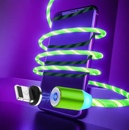 Compatible with Apple; Flowing Ligh Magnetic Streamer Data Line Cable for Iphone Android Typec - VINE GLOBAL