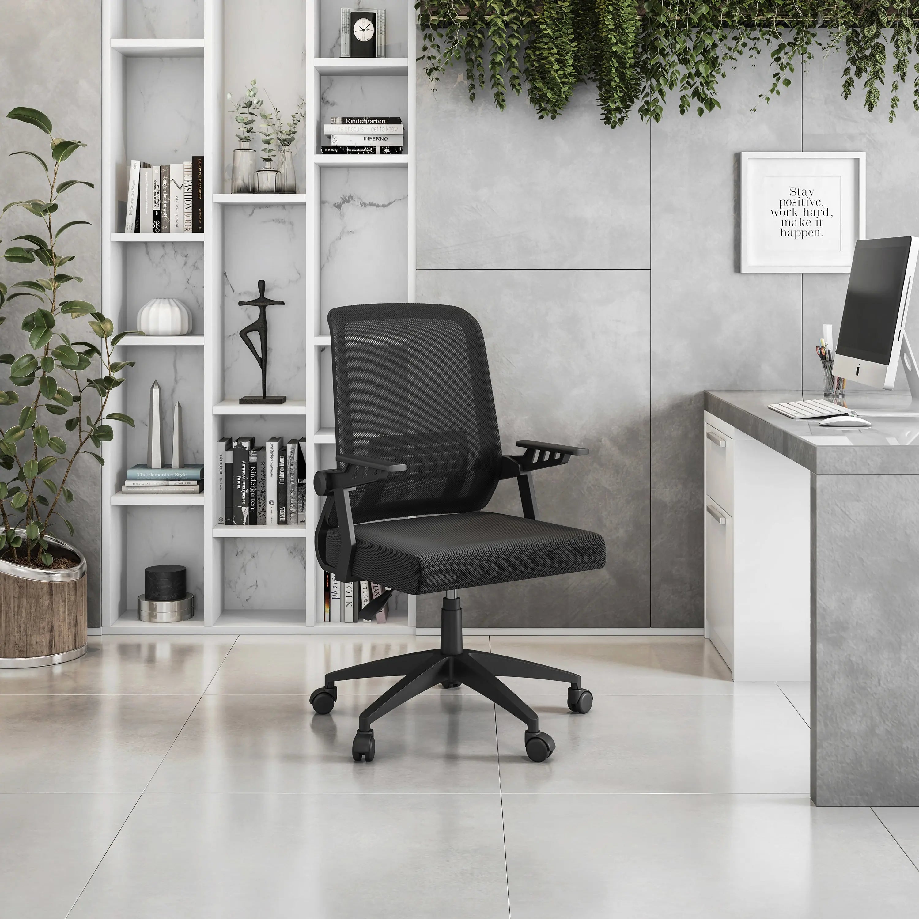 Techni Mobili Ergonomic Office Mesh Chair, Black - VINE GLOBAL